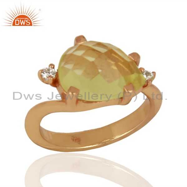 Green Gold Gemstone Sterling Silver Rose Gold Plated Ring Gemstone Jewellery