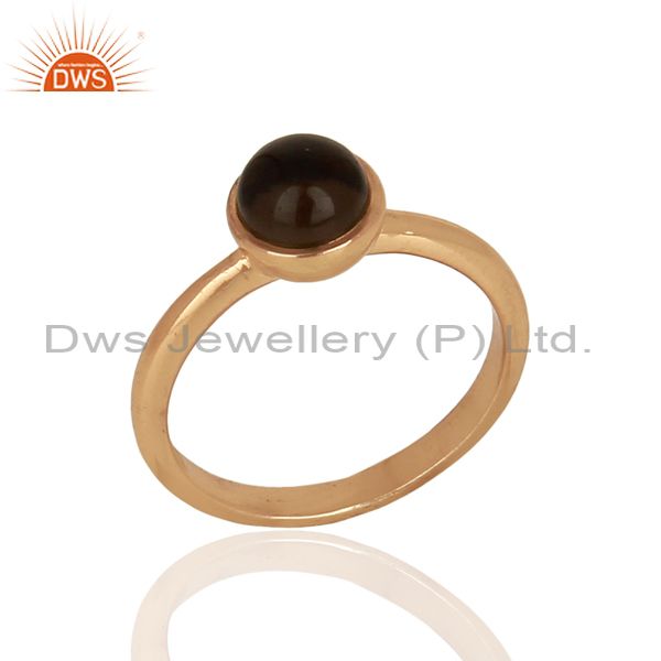 Smoky Topaz 925 Sterling Silver Rose Gold Plated Stack Rings Gemstone Jewellery