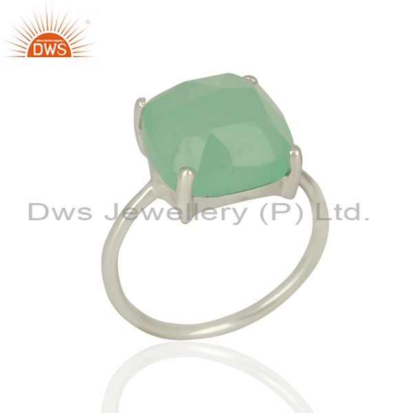 925 Sterling Fine Silver Aqua Chalcedony Gemstone Rings Manufacturer