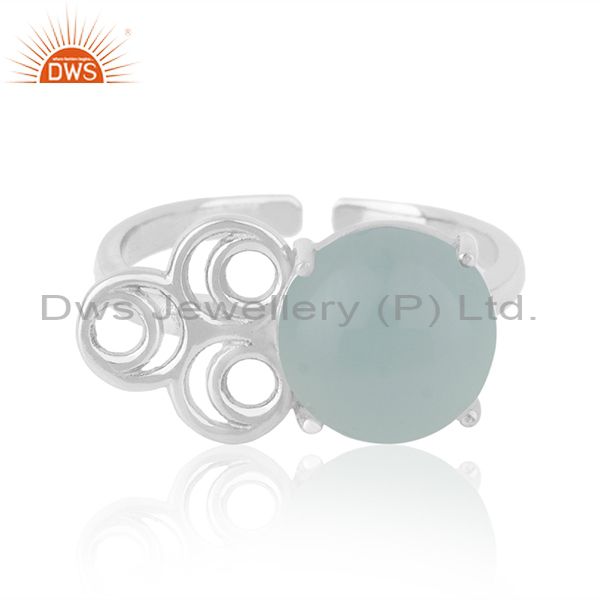 Solid 925 sterling silver chalcedony gemstone rings manufacturers