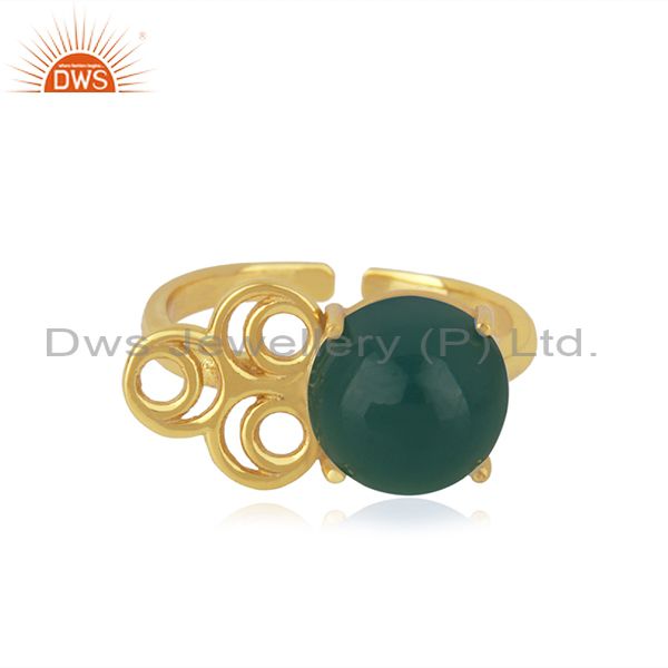 18k gold plated sterling silver green onyx gemstone promise ring manufacturer