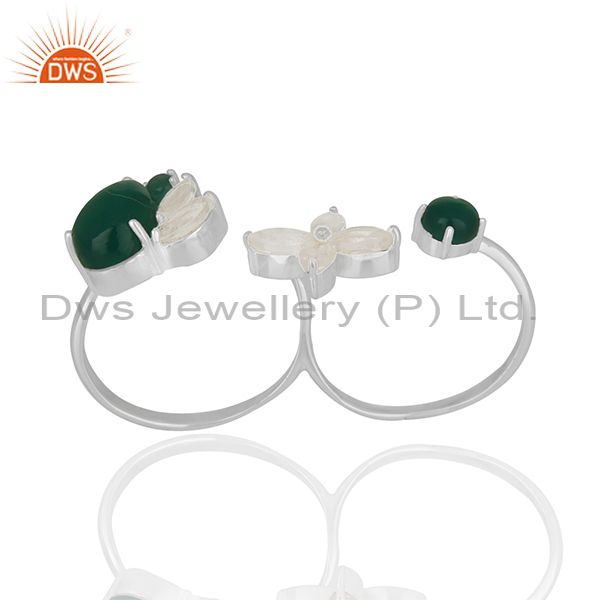 Crystal Quartz and Green Onyx Gemstone Multi Finger Rings Wholesale