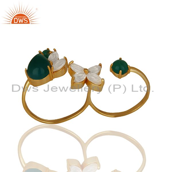 Genuine Gold Plated 925 Silver Double Finger Ring Manufacturers