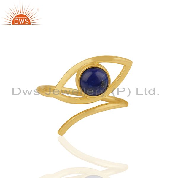 2017 New Evil Eye Design Gold Plated 925 Silver Gemstone Ring Supplier
