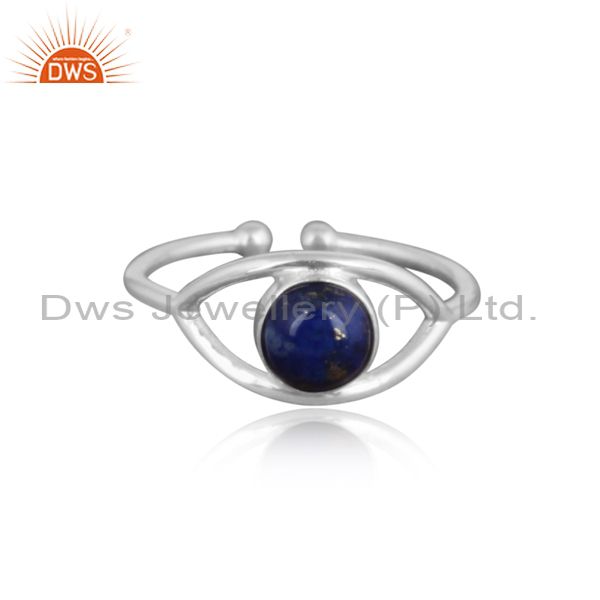 Fine Sterling Silver Evil Eye Design Lapis Lazuli Gemstone Ring Wholesale