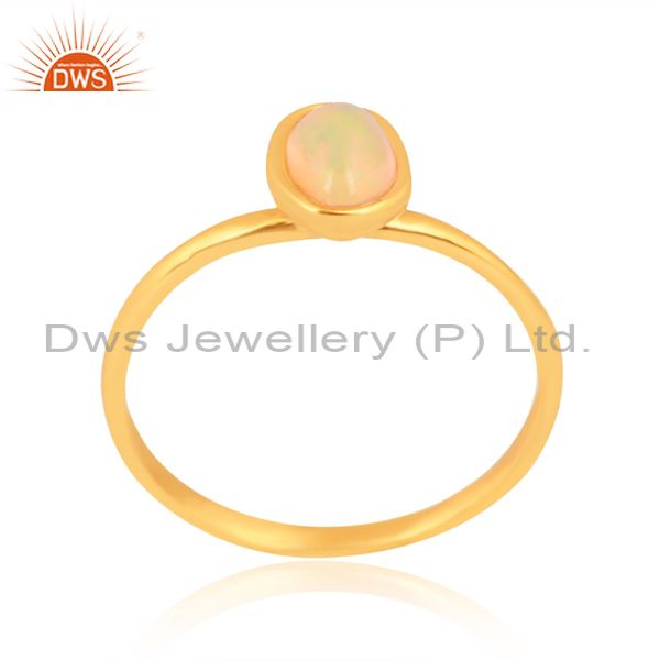 Oval Cut Ethiopian Opal Set Gold On 925 Sterling Silver Ring