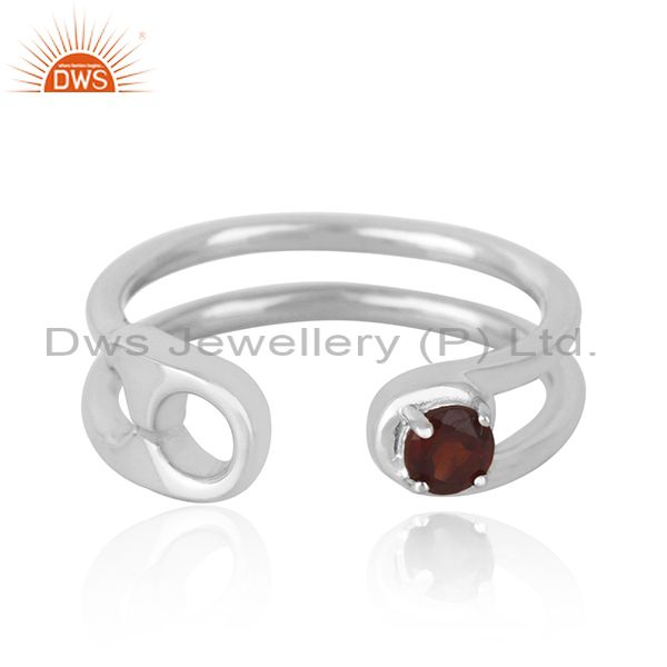 Garnet Gemstone Pin Design Sterling Silver Ring Manufacturer India