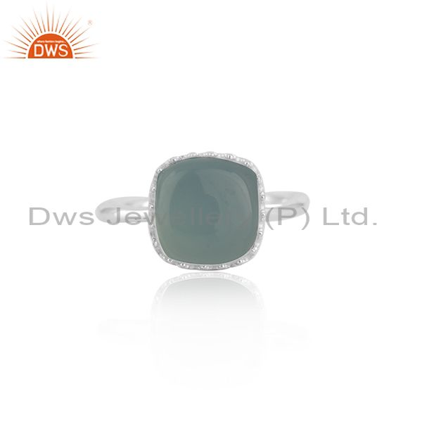 Aqua Chalcedony Gemstone 925 Silver Crown Design Ring Manufacturer Jaipur