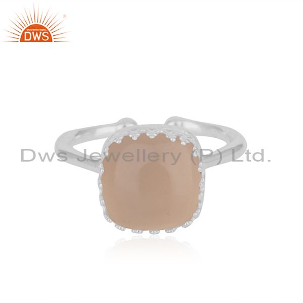 Rose Chalcedony Gemstone Handmade Sterling Silver Ring Wholesaler India