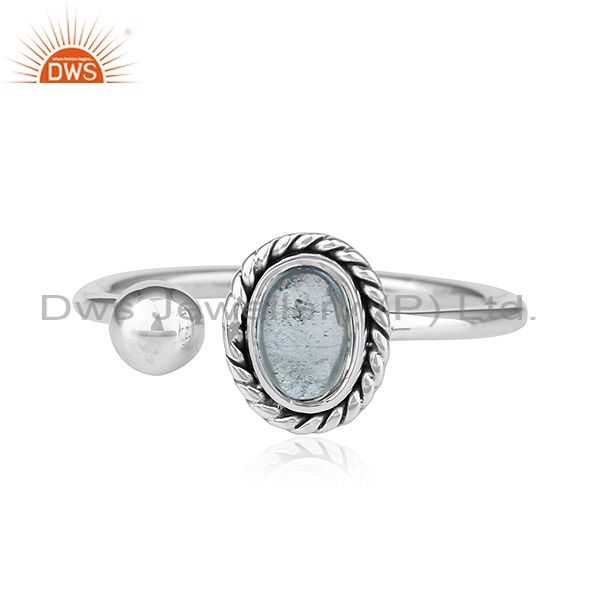 Blue Topaz Gemstone Oxidized Sterling Silver Handmade Rings Jewelry