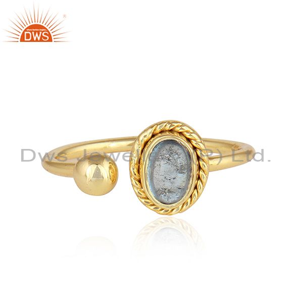 Designer Gold Plated 925 Silver Blue Topaz Gemstone Rings Jewelry