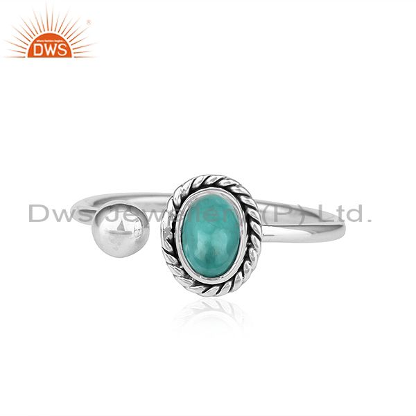 Arizona Turquoise Oxidized 92.5 Sterling Silver Ring Jewelry For Girls