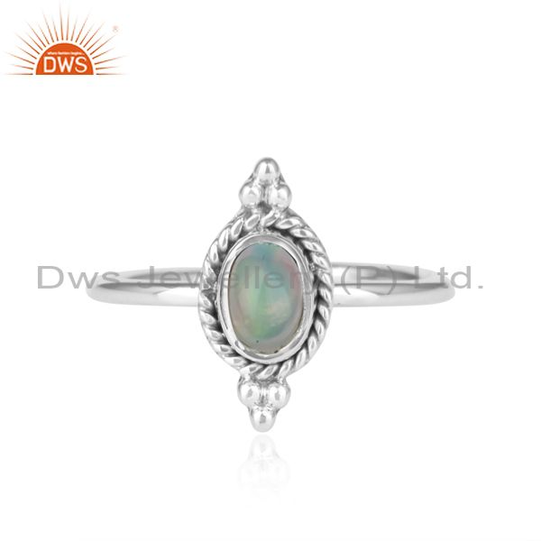 Ethiopian Opal Gemstone Sterling Silver Oxidized Ring Jewelry