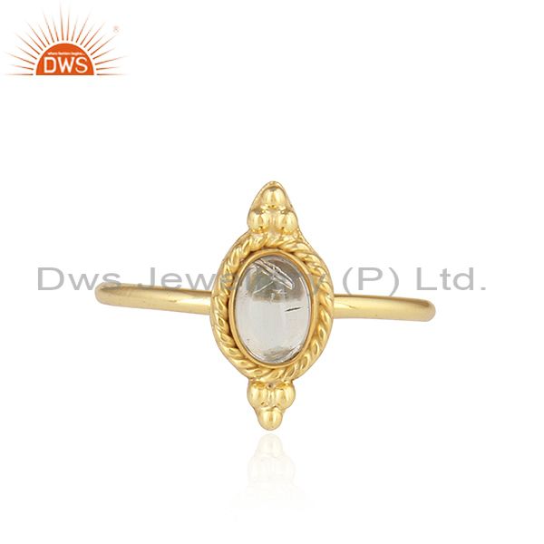 18k Gold Plated Stackable 925 Silver Ethiopian Opal Gemstone Rings