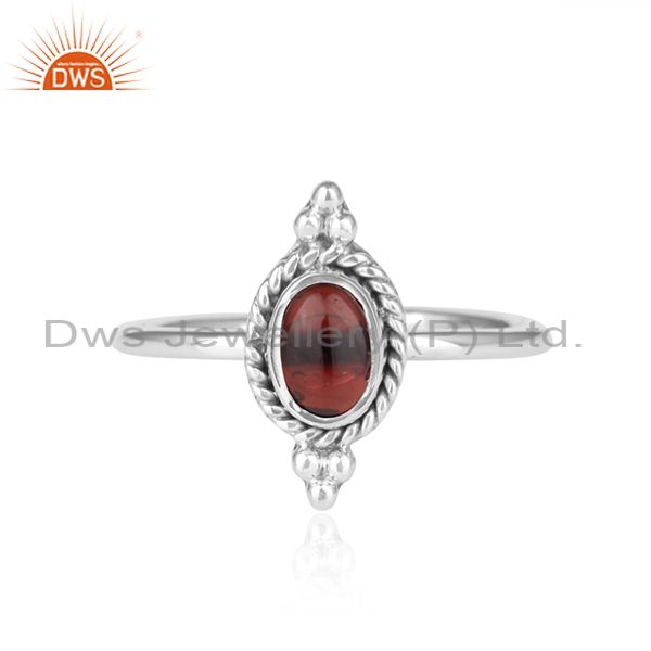 Natural Garnet Gemstone Oxidized 925 Sterling Silver Ring Jewelry