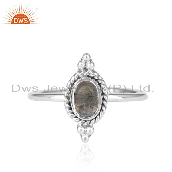 Labradorite Gemstone Oxidized 925 Silver Ring Jewelry For Girls