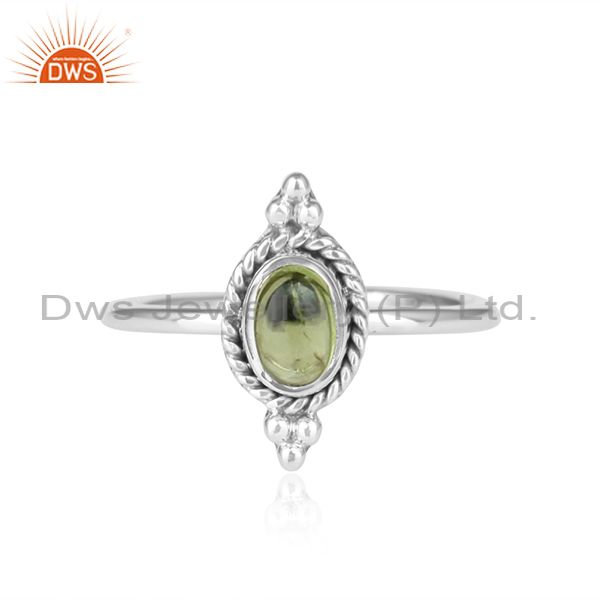 Peridot Gemstone Antique Design 92.5 Sterling Silver Ring Jewelry