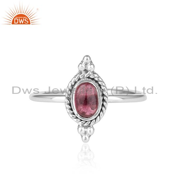 Pink Tourmaline Gemstone Oxidized Sterling Silver Ring Jewelry