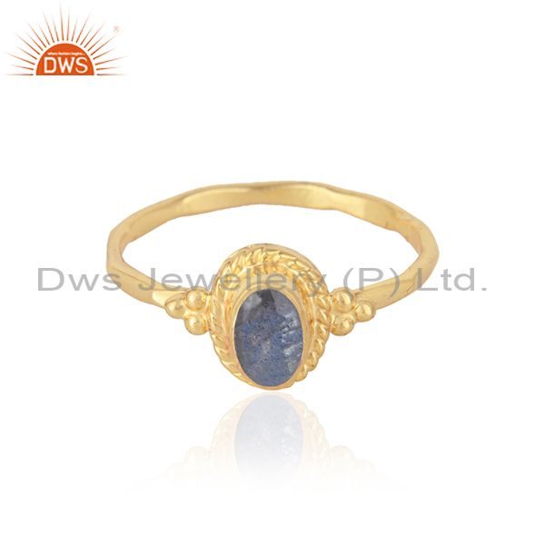 Designer Ring In Yellow Gold On Silver 925 And Labradorite