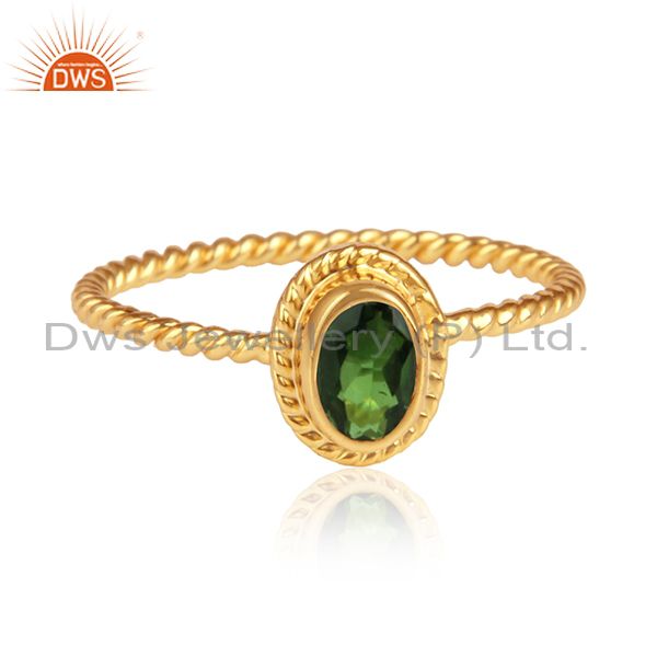 Chrome diopside gemstone handmade gold over silver rings jewelry