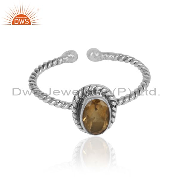 Twisted Oxidized 925 Silver Citrine Gemstone Designer Rings