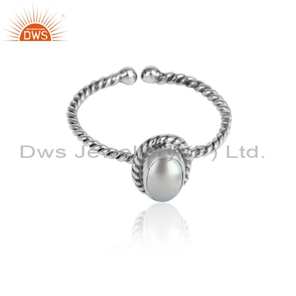 Natural pearl gemstone designer oxidized 925 streling silver rings