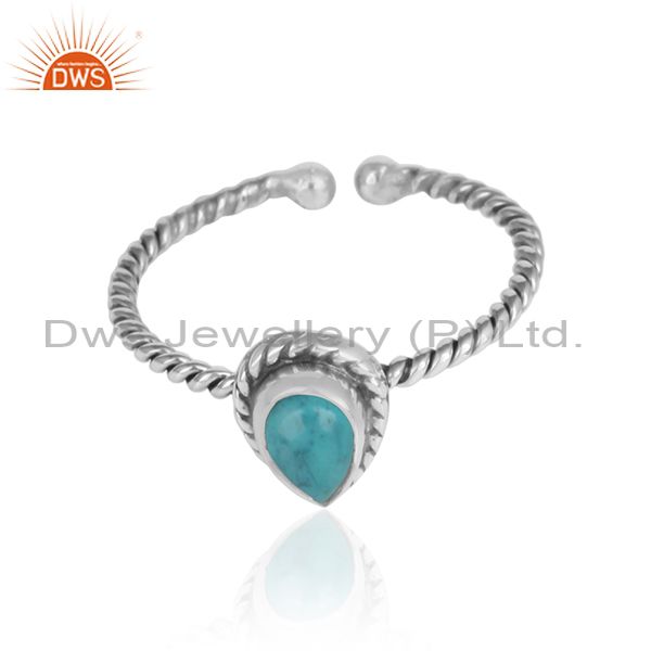 Arizona turquoise gemstone twisted design 925 silver ring jewelry