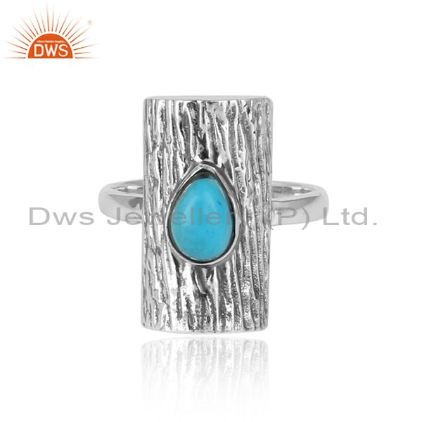 Natural turquoise gemstone vintage design oxidized silver rings