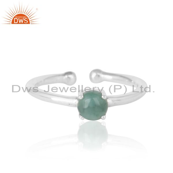 Elegant Dainty Solitaitre Ring In Silver 925 With Emerald