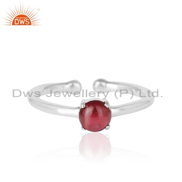 Elegant Dainty Solitaitre Ring In Silver 925 With Garnet