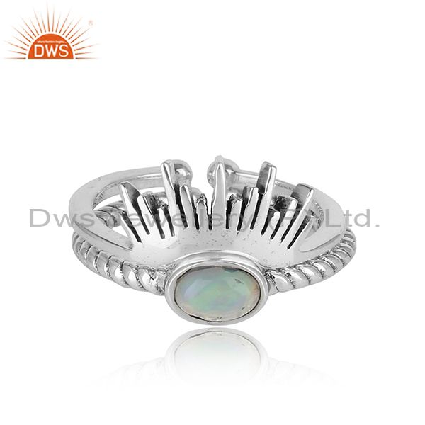 Designer Boho Ring In Oxidise Silver 925 With Ethiopian Opal