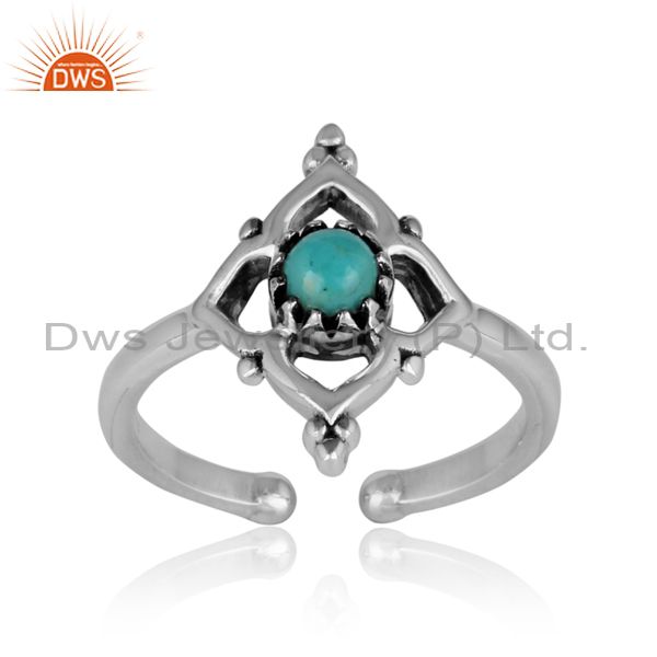 Handmade designer arizona turquoise ring in oxidized silver 925