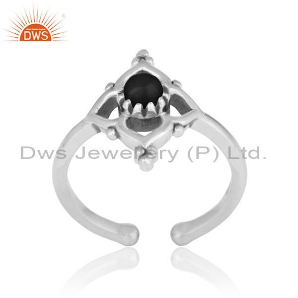 Handmade Designer Black Onyx Ring In Oxidized Silver 925