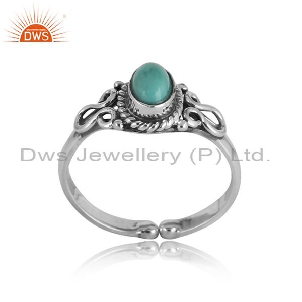 Handcrafted designer arizona turquoise ring in oxidized silver 925