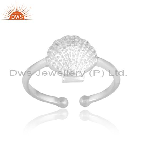 Seashell Designer Handcrafted Textured Solid Silver 925 Ring