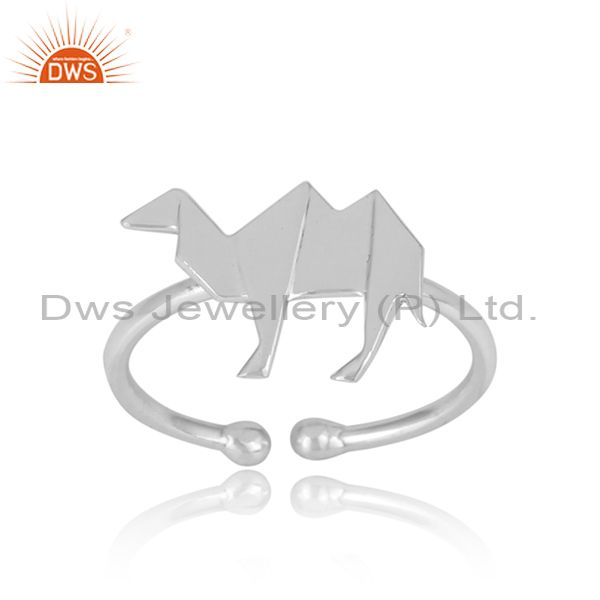 Handcrafted origami camel designer ring in sterling silver 925