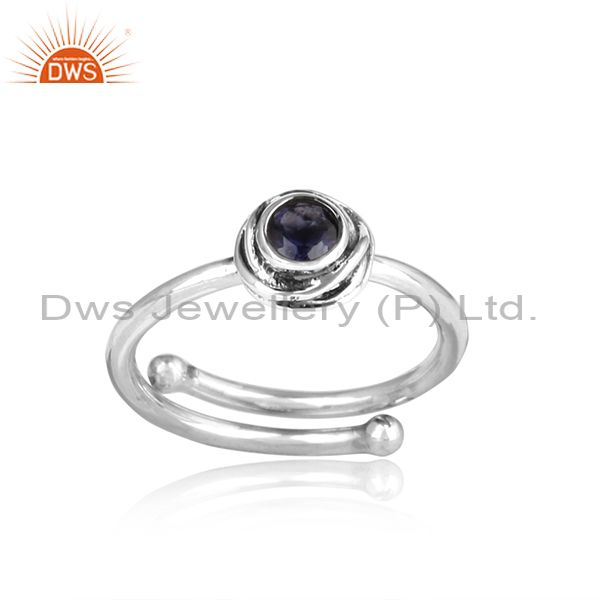 Iolite Set Adjustable 925 Silver Ring For All Sizes