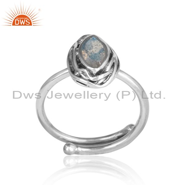 Labradorite Oval Cut Sterling Silver Oxidized Ring
