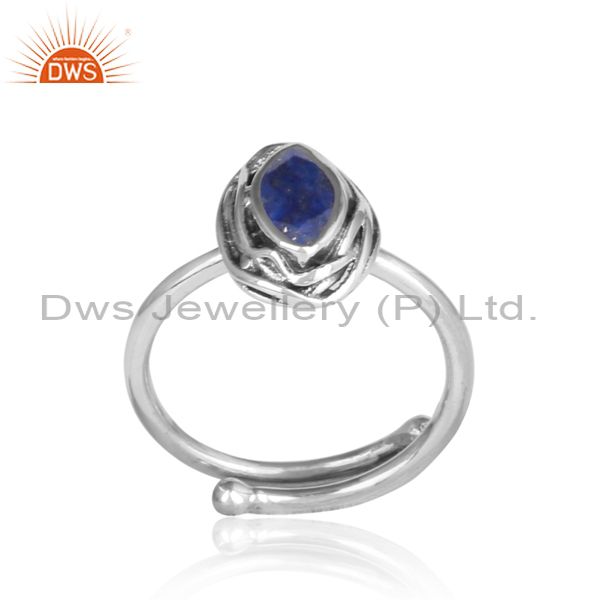 Lapis Oval Cut Sterling Silver Oxidized Ring