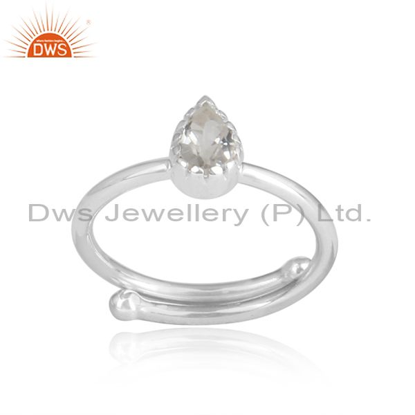 Crystal Quartz Cut Sterling Silver White Ring