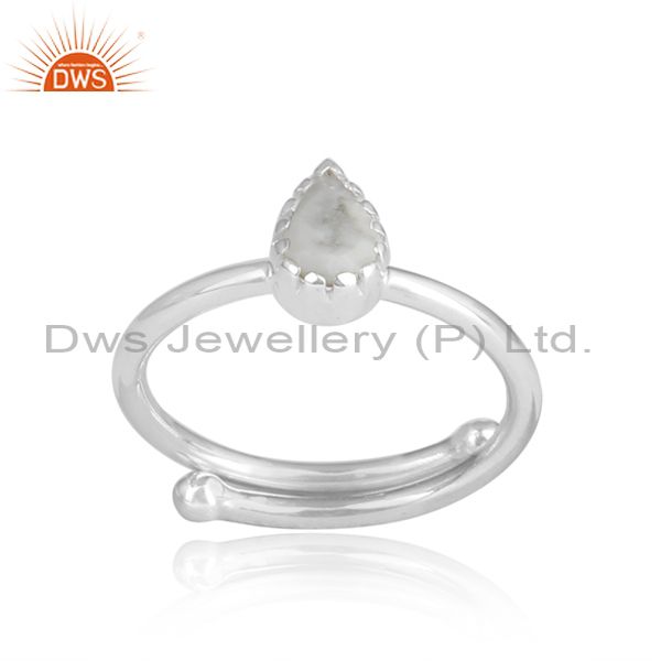 Howlite Cut Pear Shaped Design Sterling Silver Ring