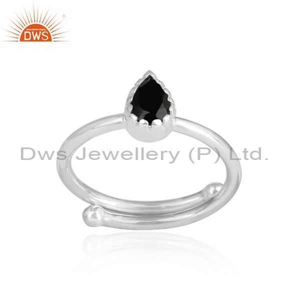 Black Onyx Set Sterling Silver White Ring