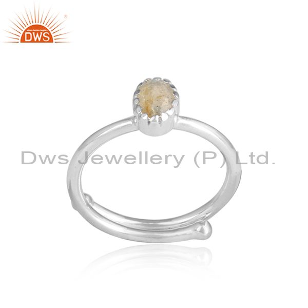 Labradorite Round Cut Sterling Silver White Ring