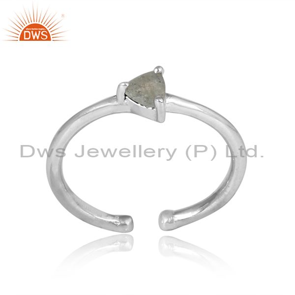 Triangle Cut Labradorite Sterling Silver Fine Ring