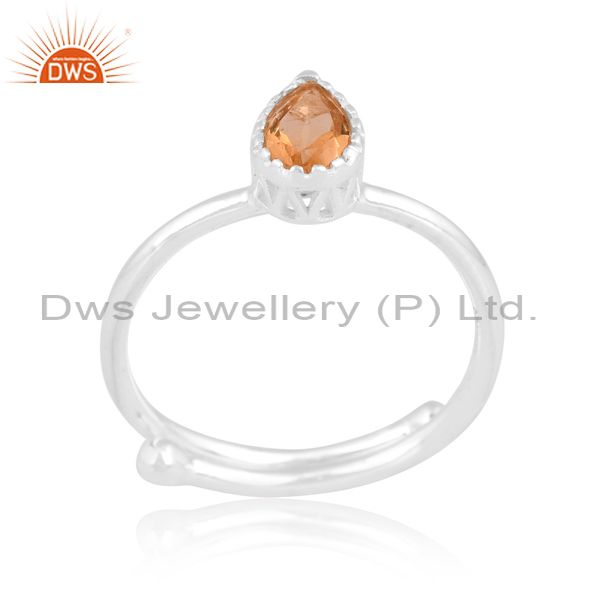 Sterling Silver Ring With Citrine Cut Pear Cut Stone