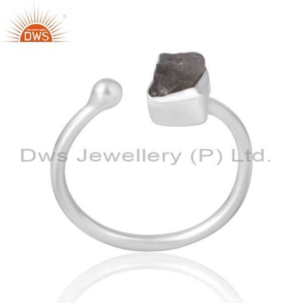 Adjustable Cute Ring In Labradorite Rough Silver Women