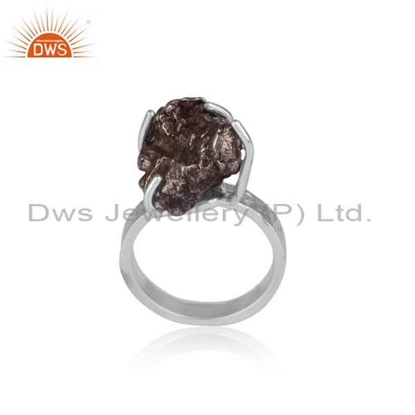 Meteorite Set Fine Sterling Silver Classic Statement Ring