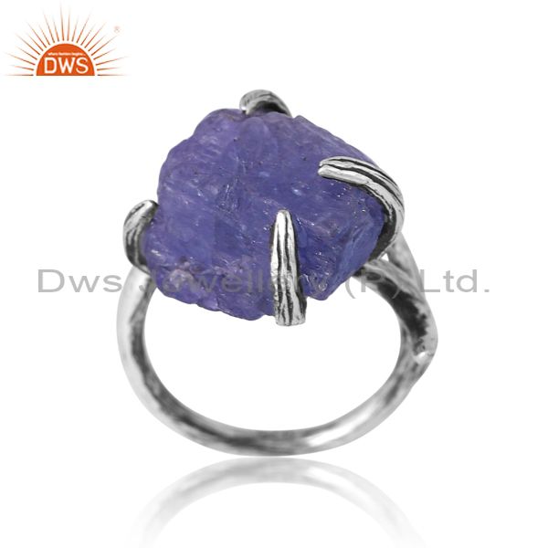 Sterling Silver Ring In Tanzanite Rough Unshaped