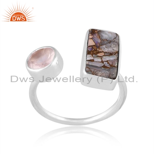 Silver White Ring With Rose Quad And Mojave Copper