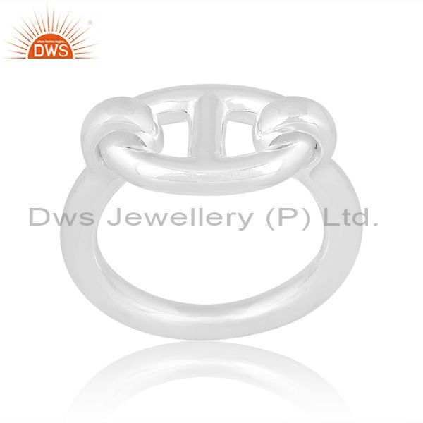 Sterling Silver White Ring With A Knotted Design